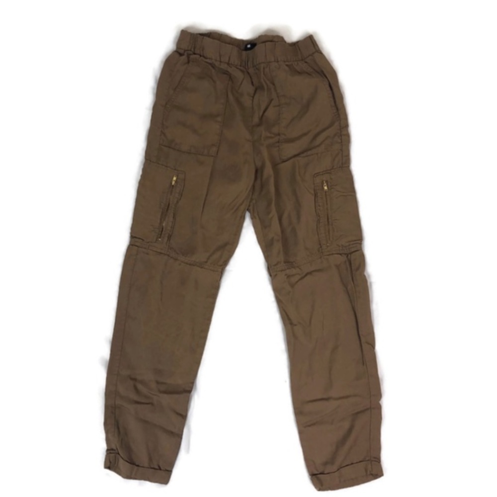 H&M Tan Brown Tapered Elastic Waist Cargo Pants